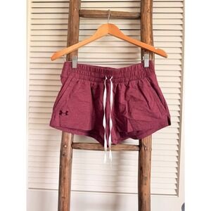 Under Armour Womens Heathered Maroon Drawstring Athletic Shorts Small NWT